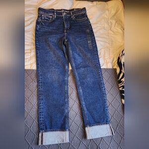 American Eagle - Womens Size 8 Super High Rise Stretch Cuffed Dark Wash Jeans